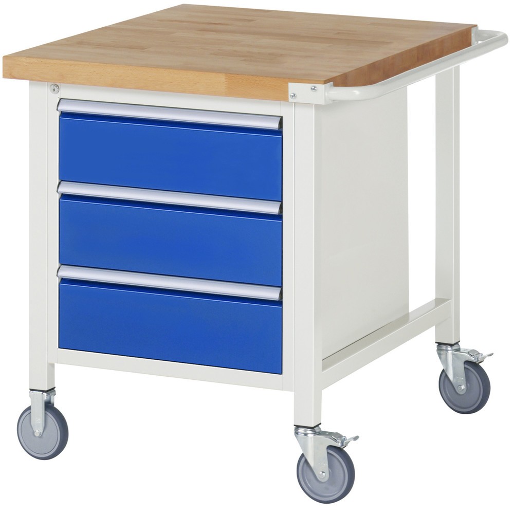 Immagine del prodotto n. 1: Banco da lavoro mobile RAU serie 8000, AxLxP 880 x 750 x 900 mm, 3 cassetti estraibili al 100% 3 x 180 mm, portata cassetti 100 kg