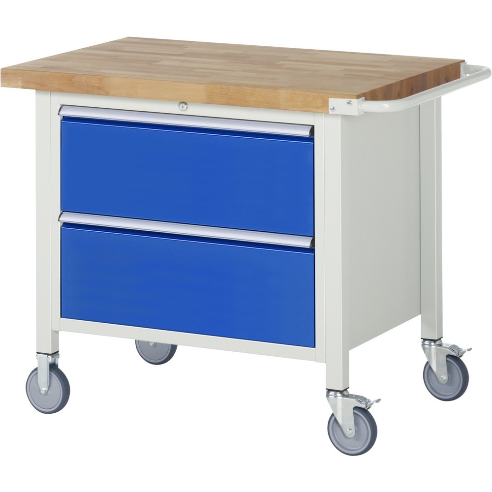 Immagine del prodotto n. 1: Banco da lavoro mobile RAU serie 8000, AxLxP 880-1.080 x 1.000 x 700 mm, 2 cassetti estraibili al 100% 2 x 270 mm, portata cassetti 75 kg