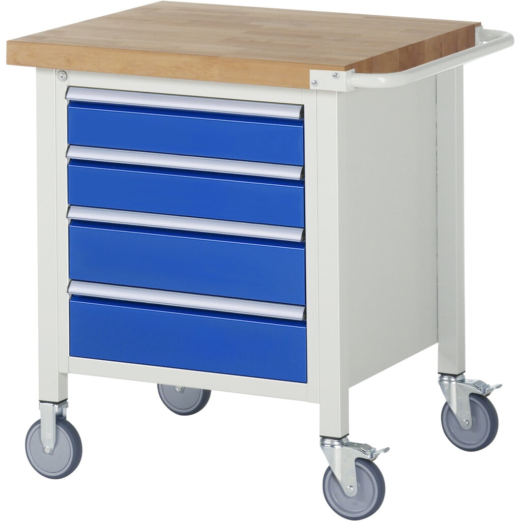 Immagine del prodotto n. 1: Banco da lavoro mobile RAU serie 8000, 1 contenitore, HxLxP 880-1.080 x 750 x 700 mm, 4 cassetti 2 x 120, 2 x 150 mm
