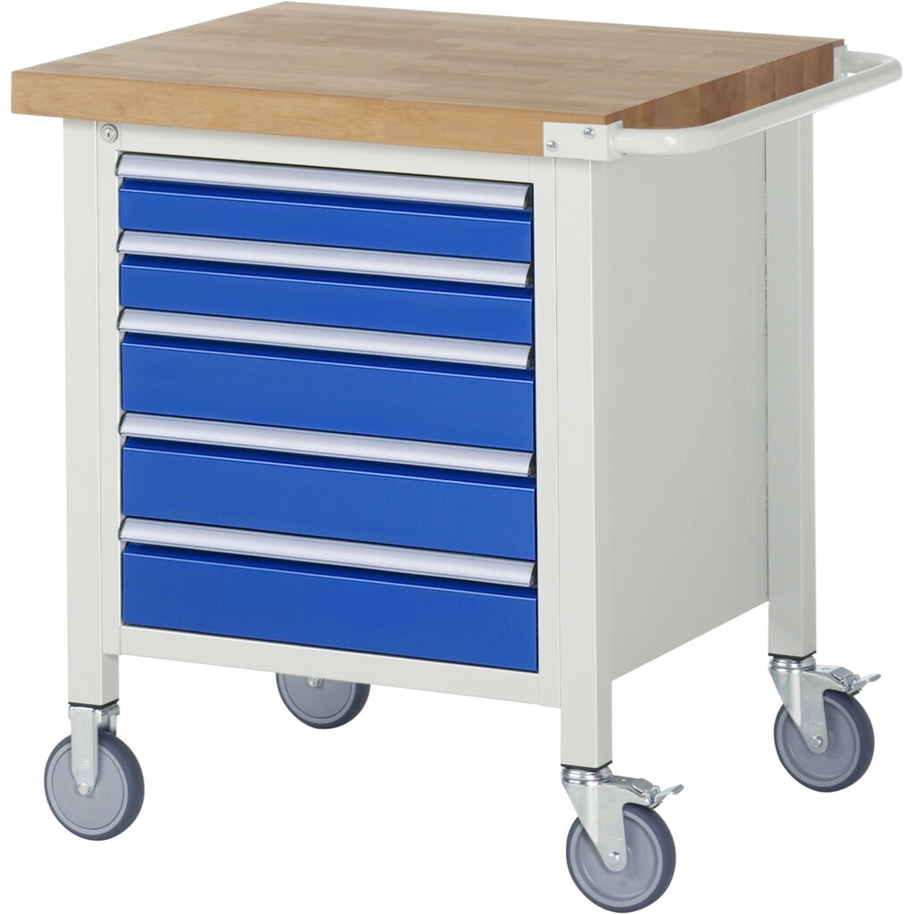 Immagine del prodotto n. 1: RAU Banco da lavoro mobile Serie 8000, HxLxP 880 x 750 x 700 mm, 1 contenitore nella base, con 5 cassetti