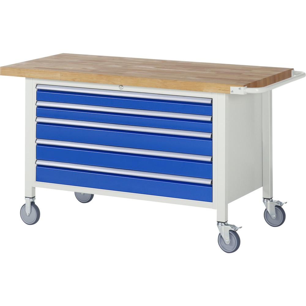 Immagine del prodotto n. 1: Banco da lavoro mobile RAU serie 8000, HxLxP 880 x 1.500 x 700 mm, 5 cassetti estraibili al 90%, portata cassetti 50 kg