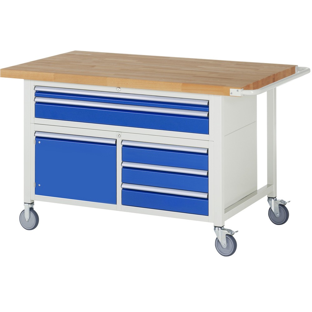 Immagine del prodotto: RAU Banco da lavoro mobile Serie 8000, HxLxP 920 x 1.500 x 900 mm, 1 contenitore triplo nella base, con 5 cassetti e 1 anta battente