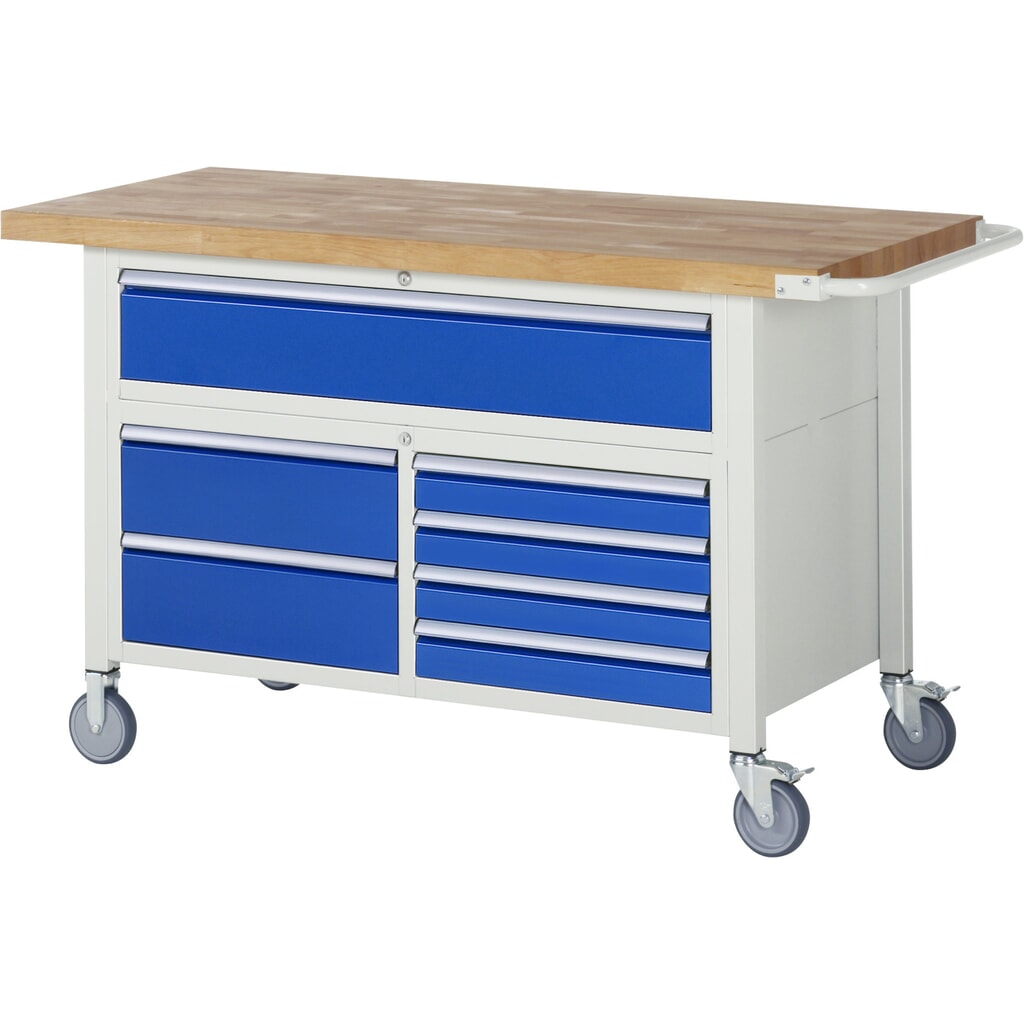 RAU Banco da lavoro mobile Serie 8000, HxLxP 920 x 1.500 x 700 mm, 1 contenitore triplo nella base, con 7 cassetti Immagine del prodotto: RAU Banco da lavoro mobile Serie 8000, HxLxP 920 x 1.500 x 700 mm, 1 contenitore triplo nella base, con 7 cassetti