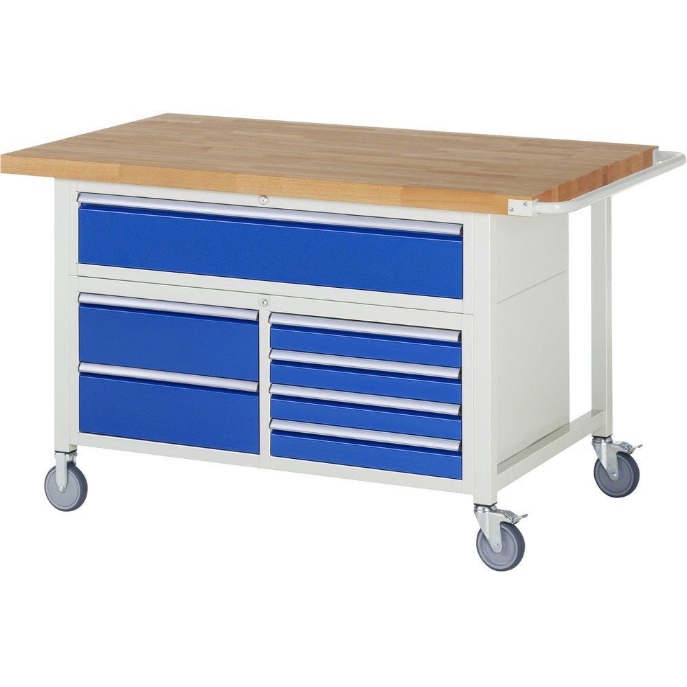 Immagine del prodotto: RAU Banco da lavoro mobile Serie 8000, HxLxP 920 x 1.500 x 900 mm, 1 contenitore triplo nella base, con 7 cassetti