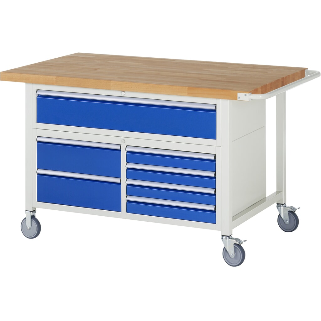 Immagine del prodotto: RAU Banco da lavoro mobile Serie 8000, HxLxP 920 x 1.500 x 900 mm, 1 contenitore triplo nella base, con 7 cassetti