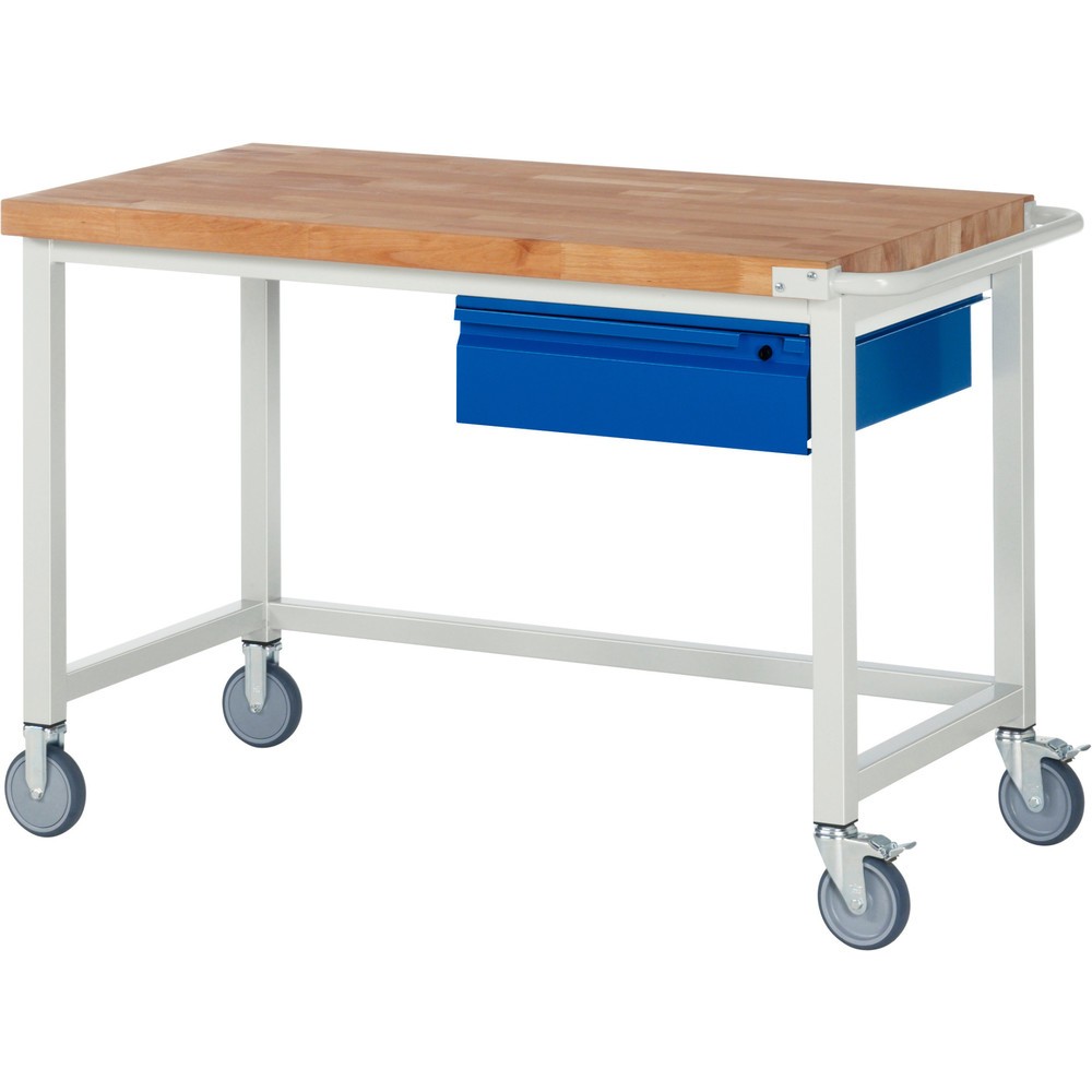 Immagine del prodotto n. 1: Banco da lavoro mobile RAU serie 8000, piano di lavoro in faggio massiccio, spessore 40 mm, AxLxP 880 x 1.250 x 700 mm, 1 cassetto 1 x 150 mm