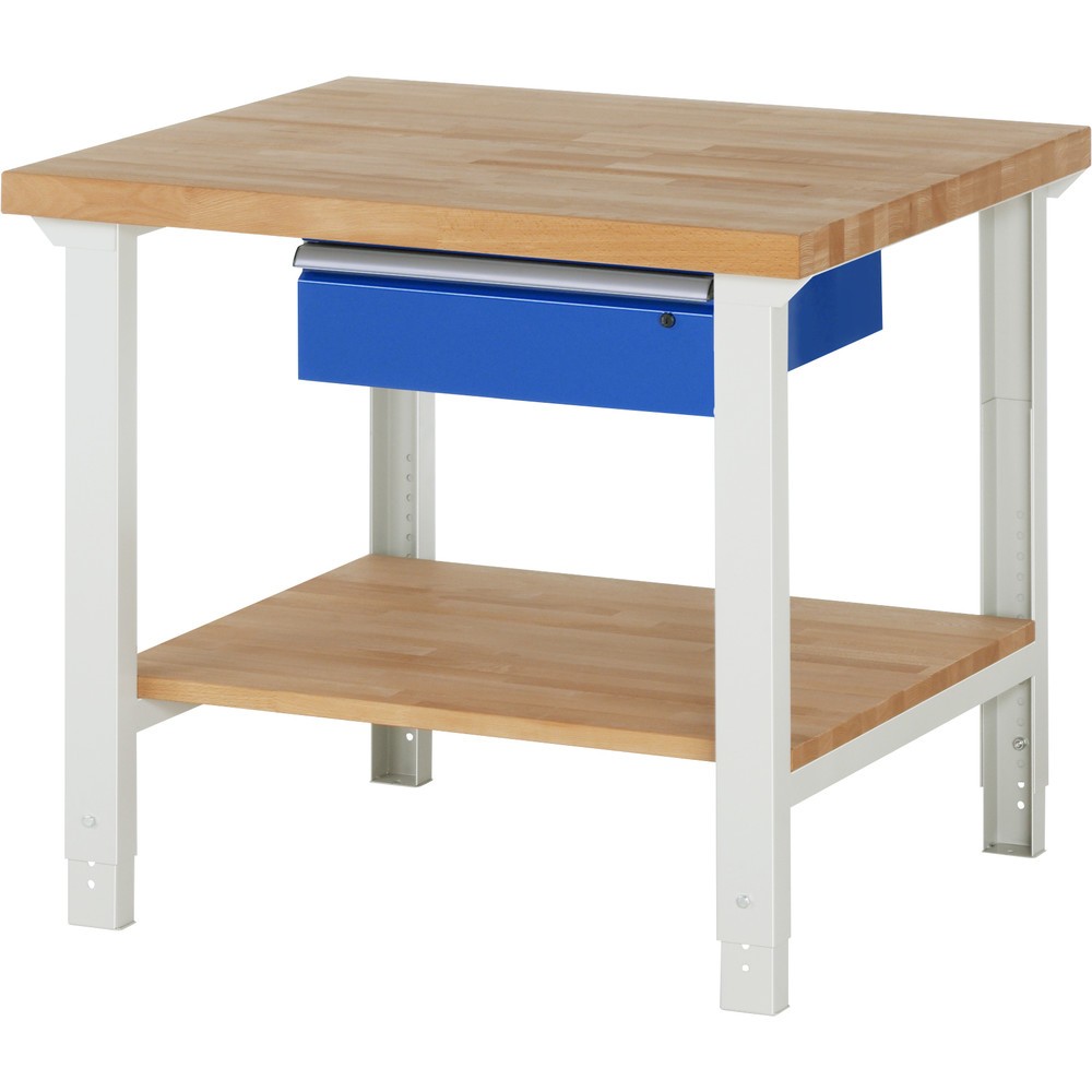 Immagine del prodotto: RAU Banco da lavoro Serie 7000, HxLxP 790-1.140 x 1.000 x 900 mm, piano di appoggio inferiore, con 1 cassetto a destra