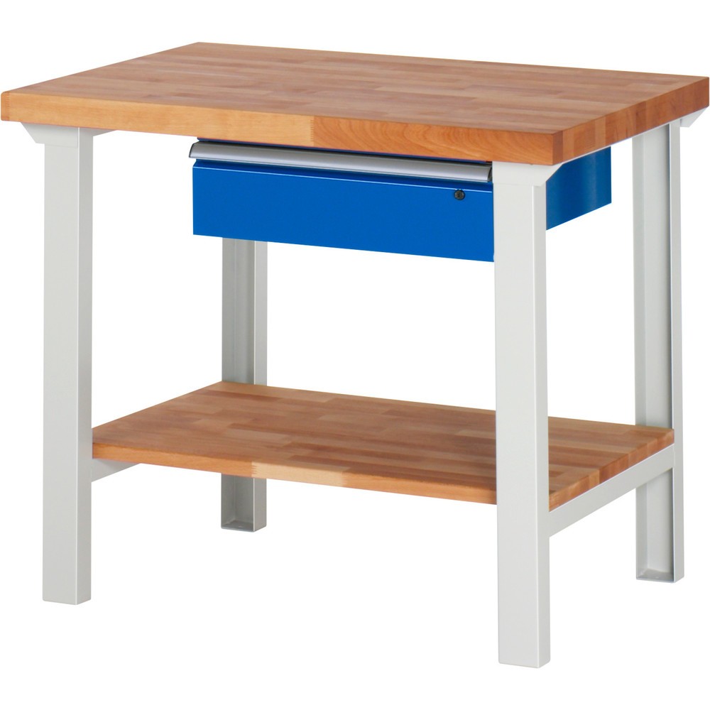 Immagine del prodotto n. 1: Banco da lavoro RAU serie 7000, 1 piano di appoggio in faggio massiccio, AxLxP 840 x 1.000 x 700 mm, 1 cassetto 1 x 150 mm