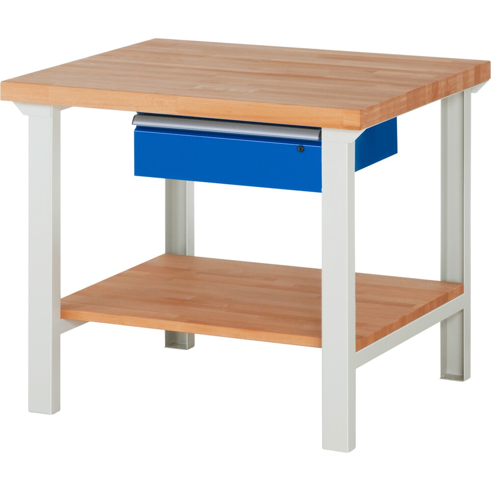 Immagine del prodotto: Banco da lavoro RAU serie 7000, 1 piano di appoggio in faggio massiccio, AxLxP 840 x 1.000 x 900 mm, 1 cassetto 1 x 150 mm