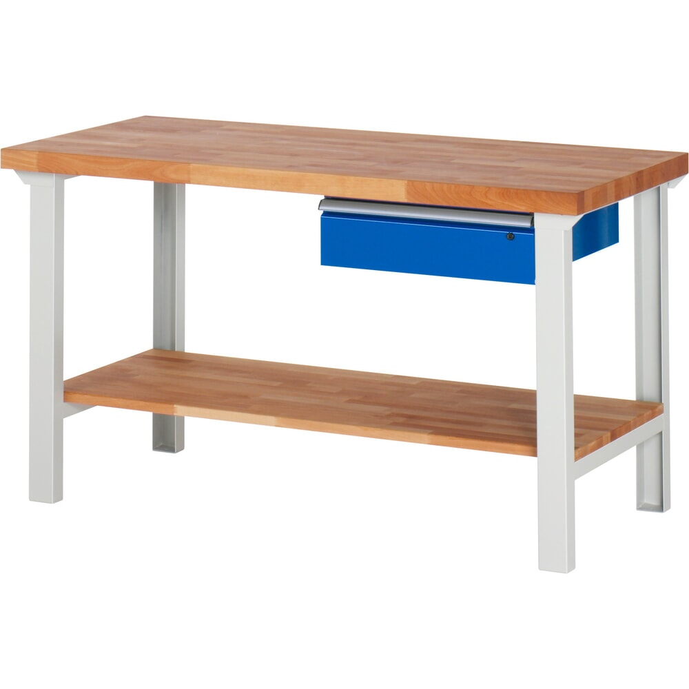 Immagine del prodotto n. 1: Banco da lavoro RAU serie 7000, 1 piano di appoggio in faggio massiccio, AxLxP 840 x 1.500 x 700 mm, 1 cassetto 1 x 150 mm