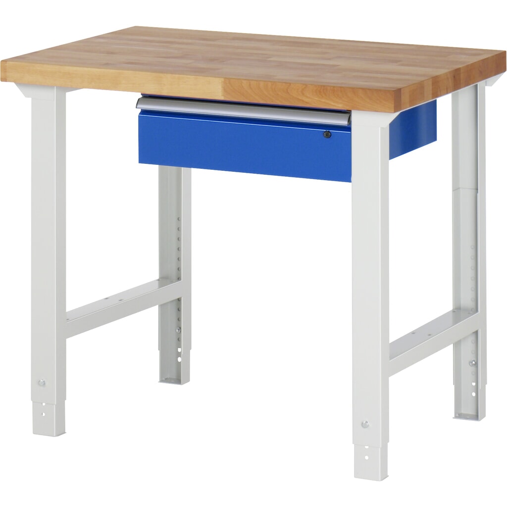RAU Banco da lavoro Serie 7000, HxLxP 790-1.140 x 1.000 x 700 mm, con 1 cassetto a destra Immagine del prodotto n. 1: RAU Banco da lavoro Serie 7000, HxLxP 790-1.140 x 1.000 x 700 mm, con 1 cassetto a destra