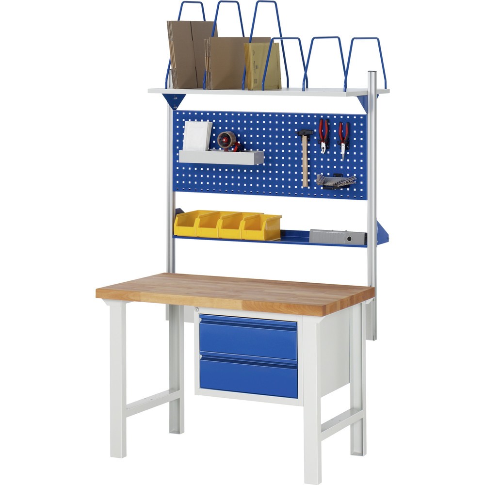 Immagine del prodotto n. 4: Banco da lavoro RAU serie 7000, 1 contenitore, AxLxP 840 x 1.250 x 700 mm, 2 cassetti estraibili al 90% 2 x 180 mm