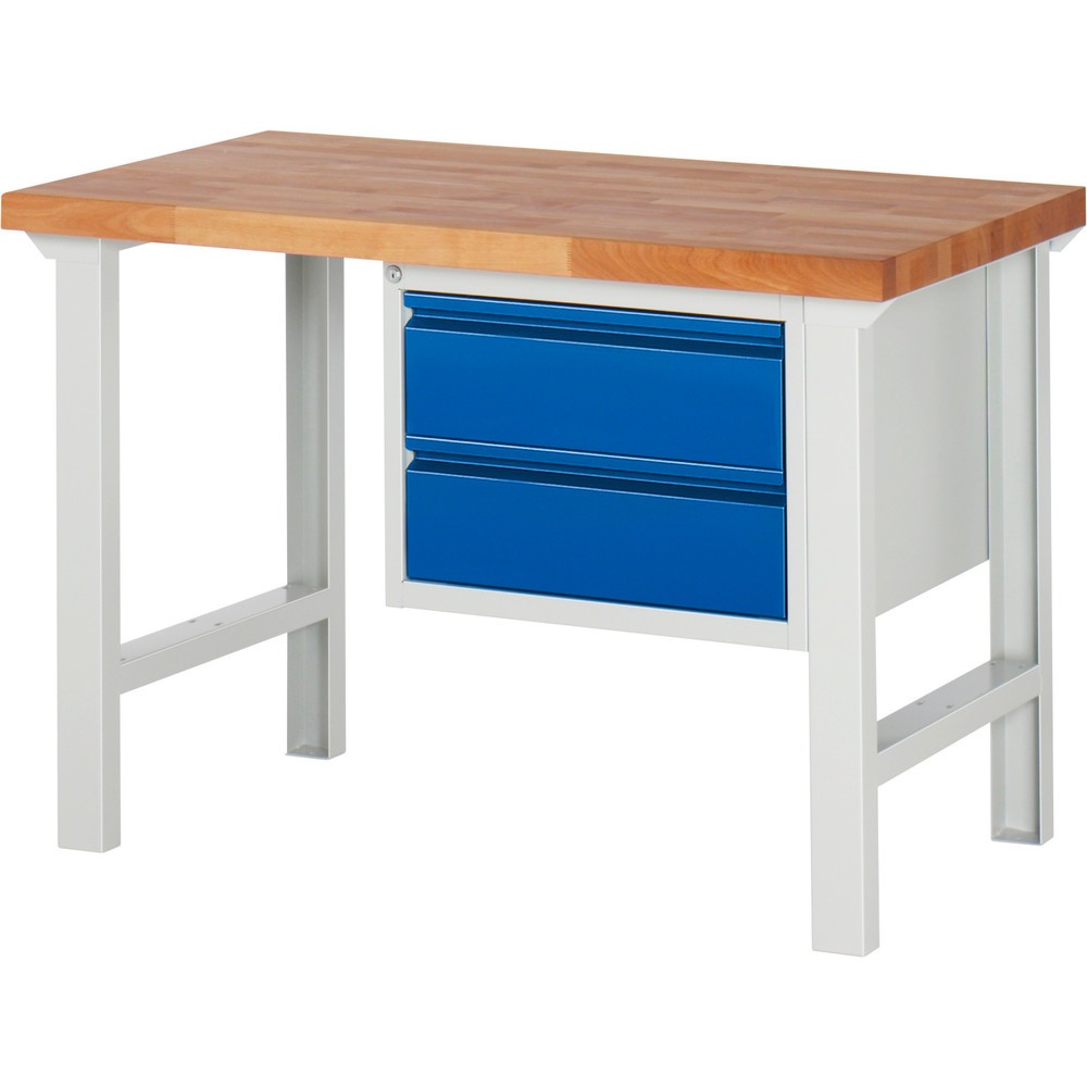Immagine del prodotto n. 1: Banco da lavoro RAU serie 7000, 1 contenitore, AxLxP 840 x 1.250 x 700 mm, 2 cassetti estraibili al 90% 2 x 180 mm