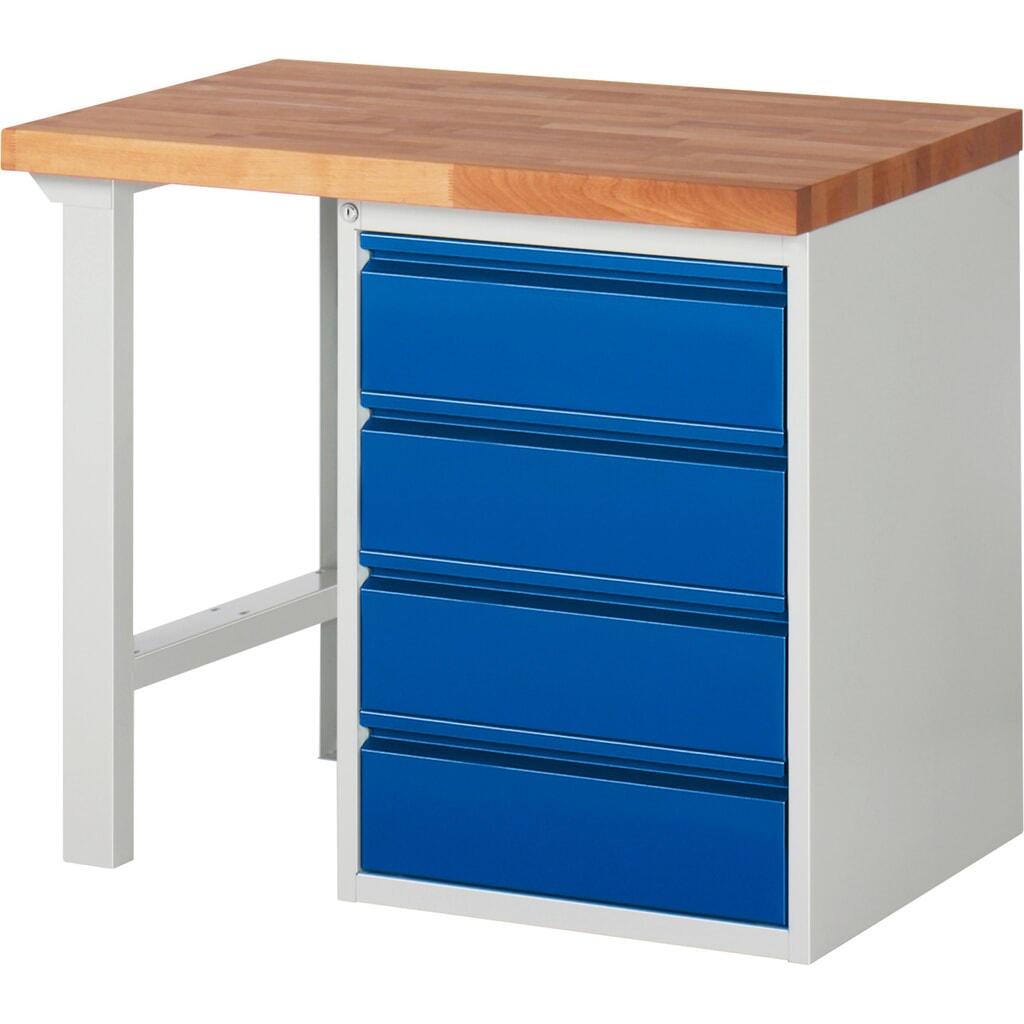 Immagine del prodotto: Banco da lavoro RAU serie 7000, 1 contenitore, AxLxP 890 x 1.000 x 700 mm, 4 cassetti estraibili al 90% 4 x 180 mm, portata cassetti 100 kg