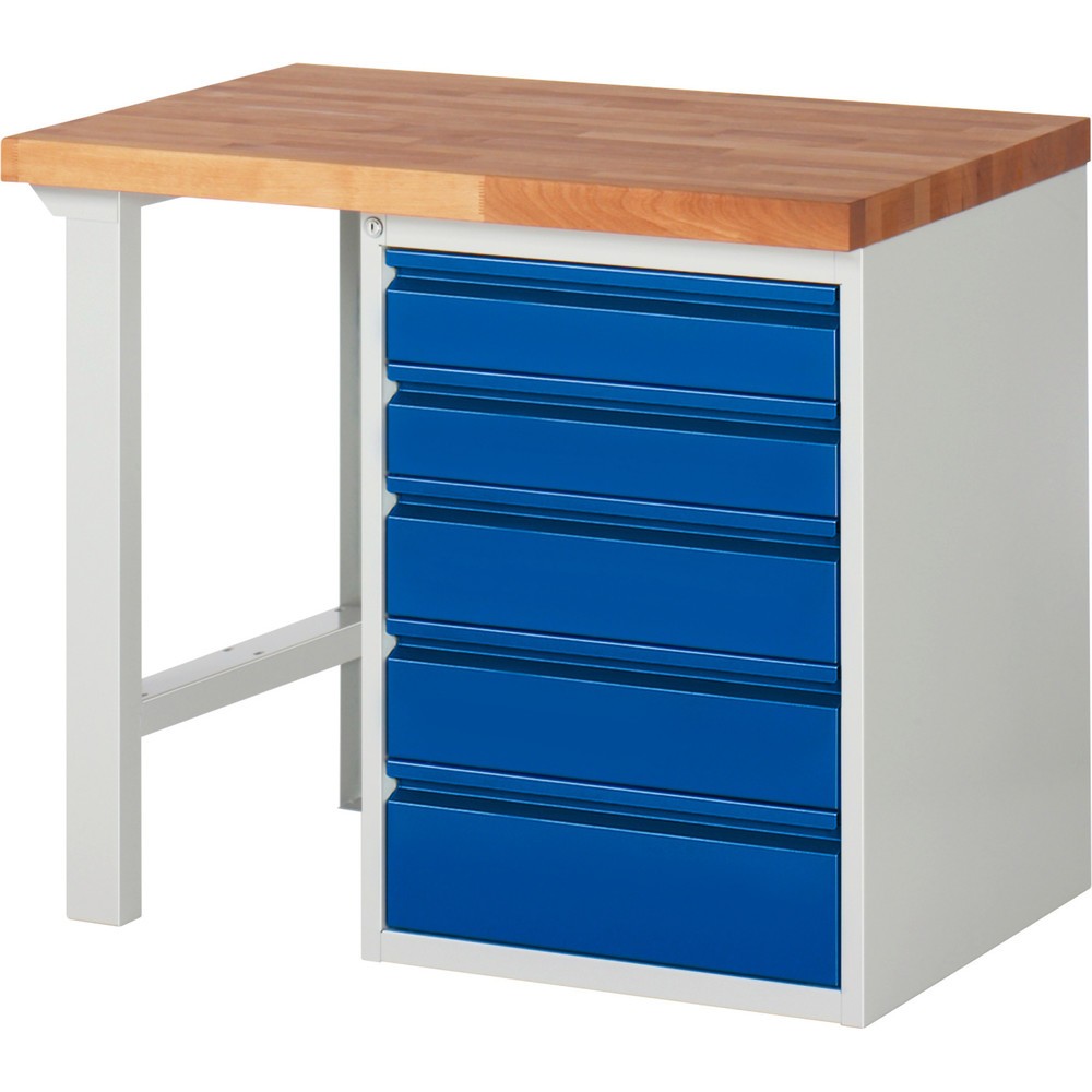Immagine del prodotto n. 1: Banco da lavoro RAU serie 7000, 1 contenitore, AxLxP 890 x 1.000 x 700 mm, 5 cassetti estraibili al 90% 2 x 120, 2 x 150, 1 x 180 mm, portata cassetti 100 kg