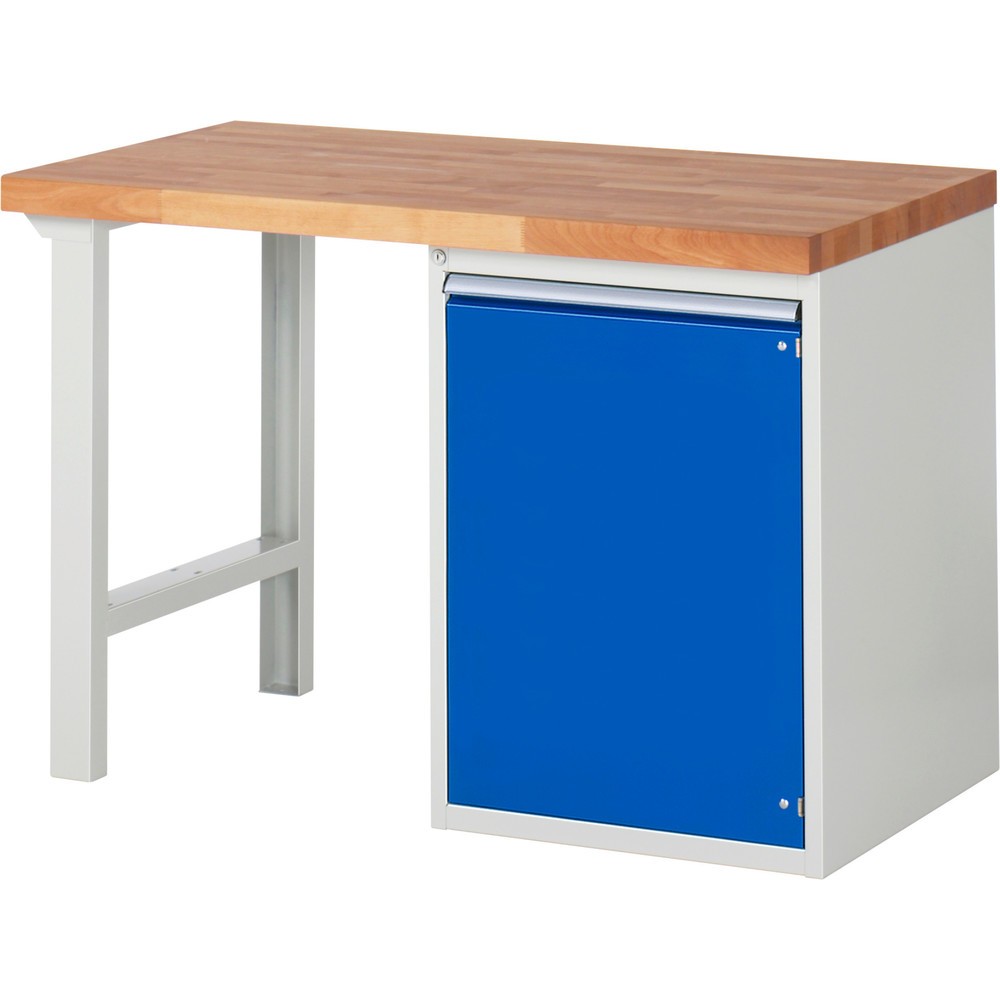 Immagine del prodotto: Banco da lavoro RAU serie 7000, 1 contenitore, AxLxP 840 x 1.250 x 700 mm, 1 anta battente, 1 ripiano