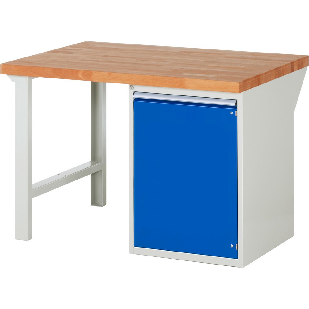 Immagine del prodotto: Banco da lavoro RAU serie 7000, 1 contenitore, AxLxP 890 x 1.250 x 900 mm, 1 anta battente, 1 ripiano