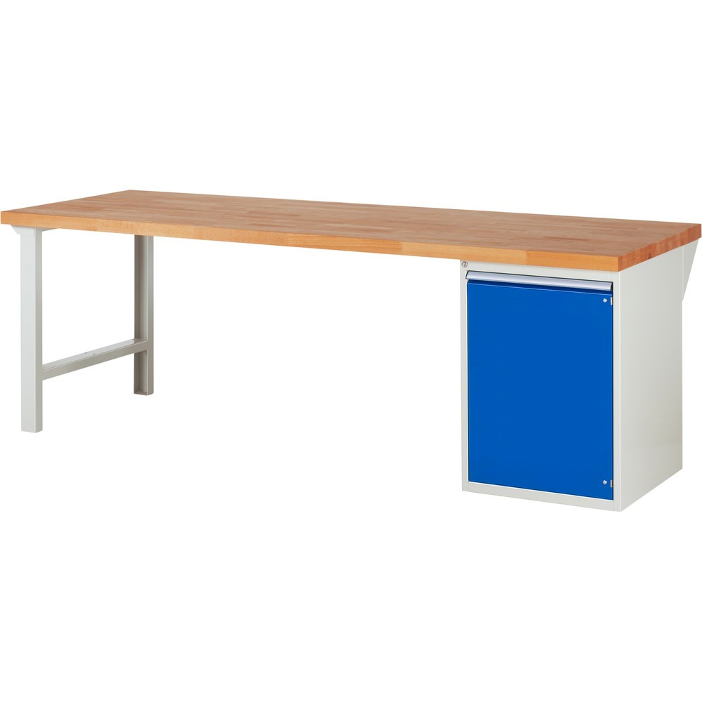 Immagine del prodotto: Banco da lavoro RAU serie 7000, 1 contenitore, AxLxP 840 x 2.500 x 900 mm, 1 anta battente, 1 ripiano