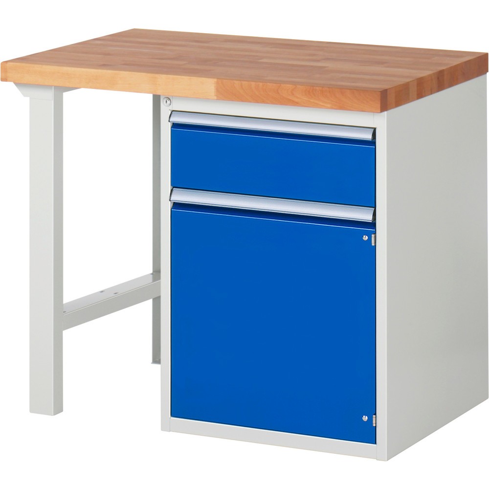 Immagine del prodotto n. 1: Banco da lavoro RAU serie 7000, 1 contenitore, AxLxP 840 x 1.000 x 700 mm, 1 cassetto estraibile al 90%, 1 anta battente, 1 ripiano
