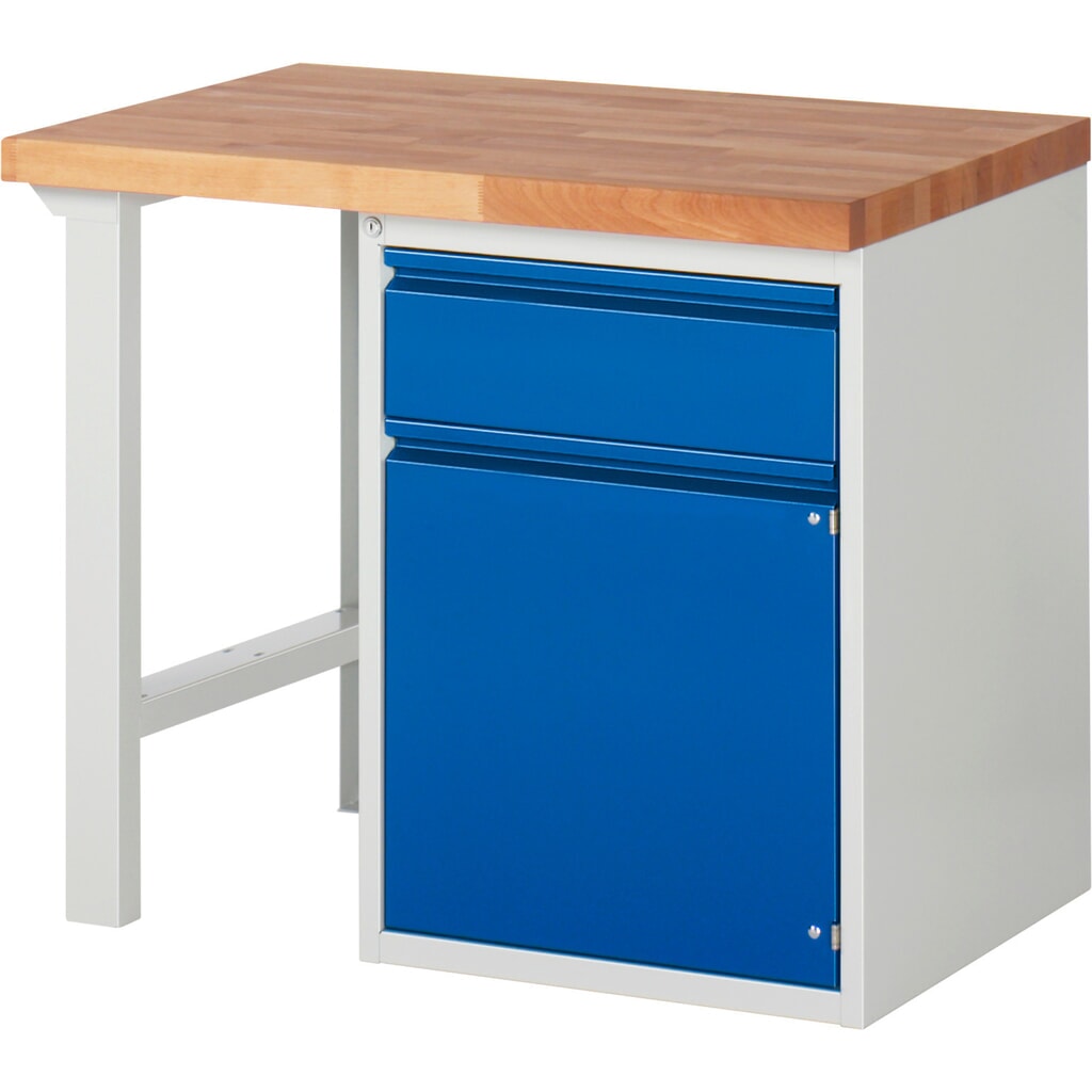 Immagine del prodotto n. 1: Banco da lavoro RAU serie 7000, 1 contenitore, AxLxP 840 x 1.000 x 700 mm, 1 cassetto estraibile al 90%, 1 anta battente, 1 ripiano