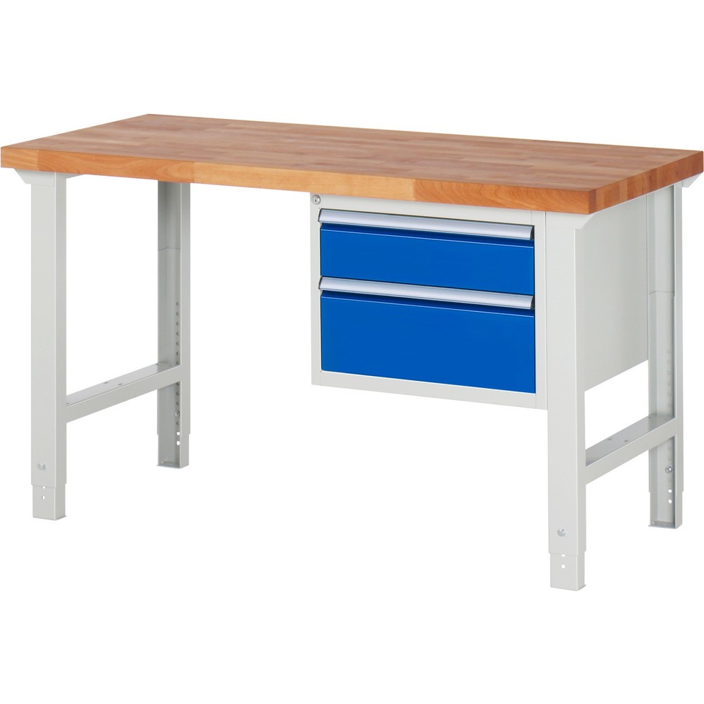 Immagine del prodotto n. 1: Banco da lavoro RAU serie 7000, 1 contenitore, AxLxP 790-1.140 x 1.500 x 700 mm, 2 cassetti estraibili al 90% 1 x 150, 1 x 210 mm