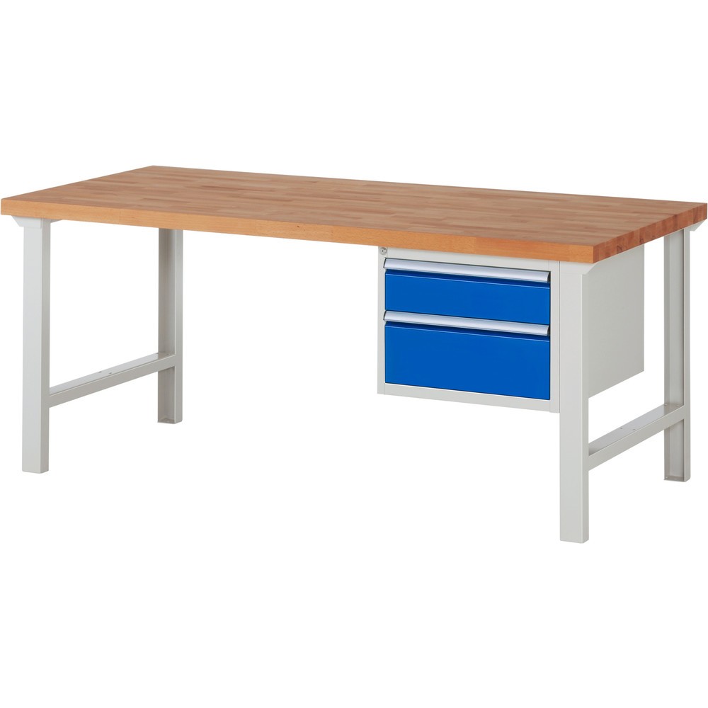 Immagine del prodotto n. 1: Banco da lavoro RAU serie 7000, 1 contenitore, AxLxP 840 x 2.000 x 900 mm, 2 cassetti estraibili al 100% 1 x 150, 1 x 210 mm