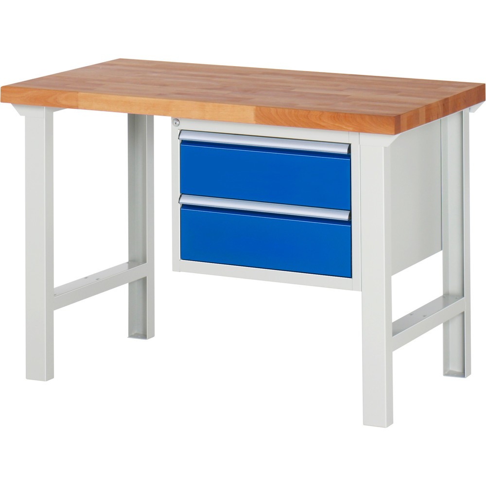Immagine del prodotto n. 1: Banco da lavoro RAU serie 7000, 1 contenitore, AxLxP 840 x 1.250 x 700 mm, 2 cassetti estraibili al 90% 2 x 180 mm