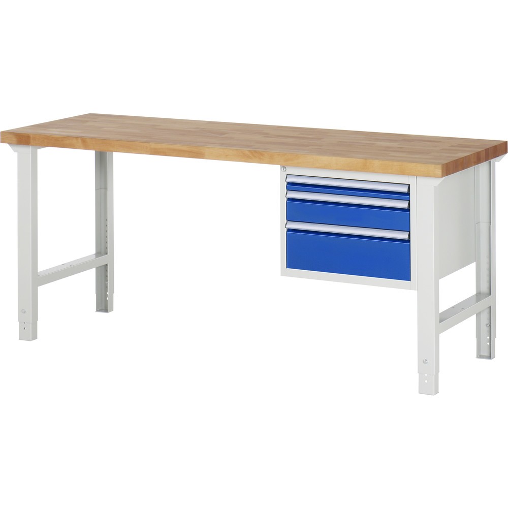 Immagine del prodotto n. 1: Banco da lavoro RAU serie 7000, 1 contenitore, AxLxP 790-1.140 x 2.000 x 700 mm, 3 cassetti estraibili al 100% 1 x 60, 1 x 120, 1 x 180 mm
