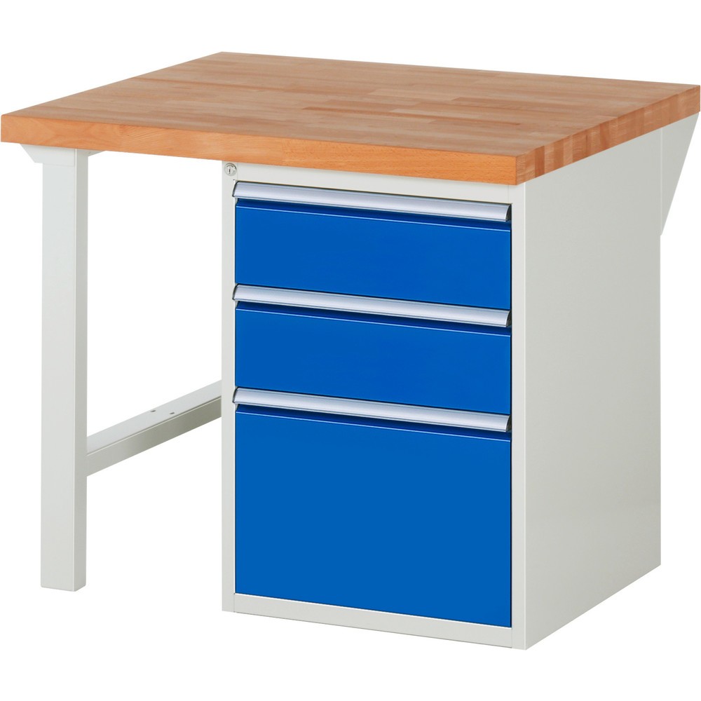 Immagine del prodotto: Banco da lavoro RAU serie 7000, 1 contenitore, AxLxP 890 x 1.000 x 900 mm, 3 cassetti estraibili al 90% 2 x 180, 1 x 360 mm, portata cassetti 100 kg