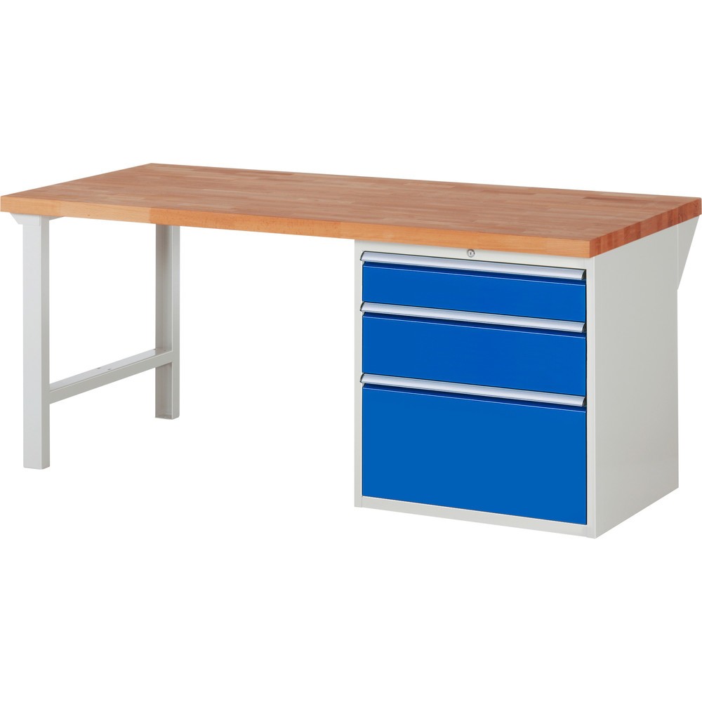 Immagine del prodotto n. 1: Banco da lavoro RAU serie 7000, 1 contenitore, AxLxP 890 x 2.000 x 900 mm, 3 cassetti estraibili al 90% 1 x 150, 1 x 210, 1 x 360 mm, portata cassetti 100 kg