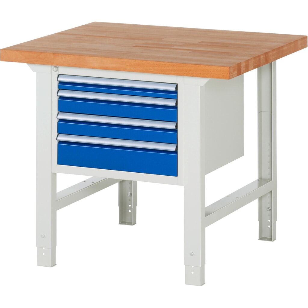 Immagine del prodotto: Banco da lavoro RAU serie 7000, 1 contenitore, AxLxP 790-1.140 x 1.000 x 900 mm, 4 cassetti estraibili al 90% 1 x 60, 2 x 90, 1 x 120 mm