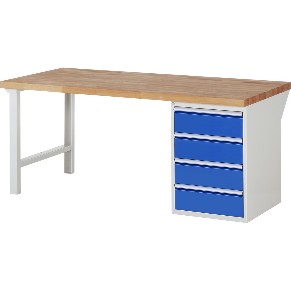 Immagine del prodotto: RAU Banco da lavoro Serie 7000, HxLxP 890 x 2.000 x 900 mm, 1 contenitore nella base a destra, con 4 cassetti