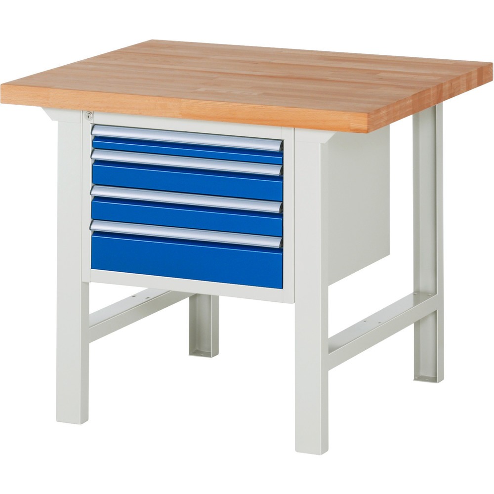 Immagine del prodotto n. 1: Banco da lavoro RAU serie 7000, 1 contenitore, AxLxP 840 x 1.000 x 900 mm, 4 cassetti estraibili al 90% 1 x 60, 2 x 90, 1 x 120 mm, portata cassetti 100 kg