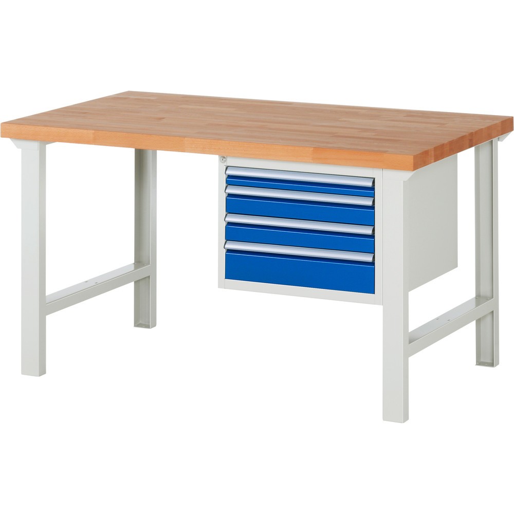 Immagine del prodotto n. 1: Banco da lavoro RAU serie 7000, 1 contenitore, AxLxP 840 x 1.500 x 900 mm, 4 cassetti estraibili al 100% 1 x 60, 2 x 90, 1 x 120 mm, portata cassetti 100 kg