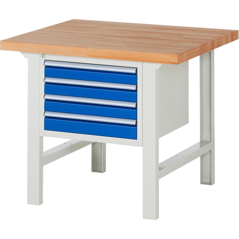 Immagine del prodotto: Banco da lavoro RAU serie 7000, 1 contenitore, AxLxP 840 x 1.000 x 900 mm, 4 cassetti estraibili al 90% 4 x 90 mm, portata cassetti 100 kg