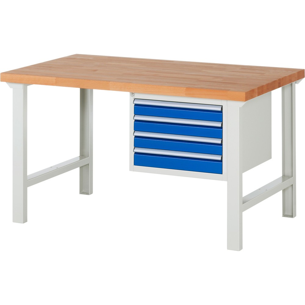 Immagine del prodotto: Banco da lavoro RAU serie 7000, 1 contenitore, AxLxP 840 x 1.500 x 900 mm, 4 cassetti estraibili al 90% 4 x 90 mm, portata cassetti 100 kg
