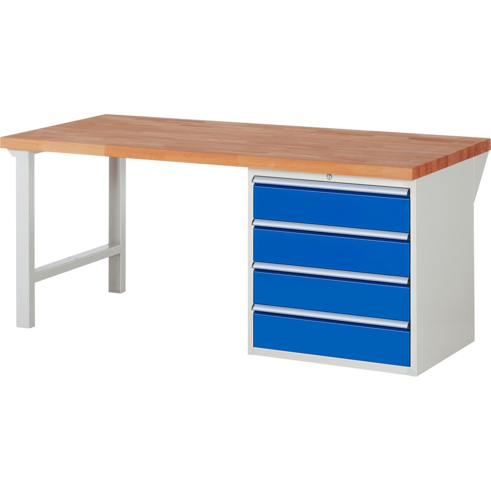 Immagine del prodotto n. 1: Banco da lavoro RAU serie 7000, 1 contenitore, AxLxP 890 x 2.000 x 900 mm, 4 cassetti estraibili al 90% 4 x 180 mm, portata cassetti 100 kg