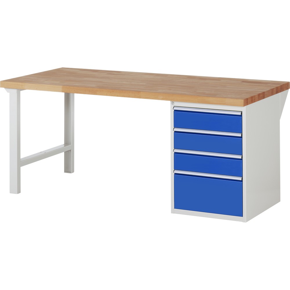Immagine del prodotto n. 1: RAU Banco da lavoro Serie 7000, HxLxP 890 x 2.000 x 900 mm, 1 contenitore nella base a destra, con 4 cassetti