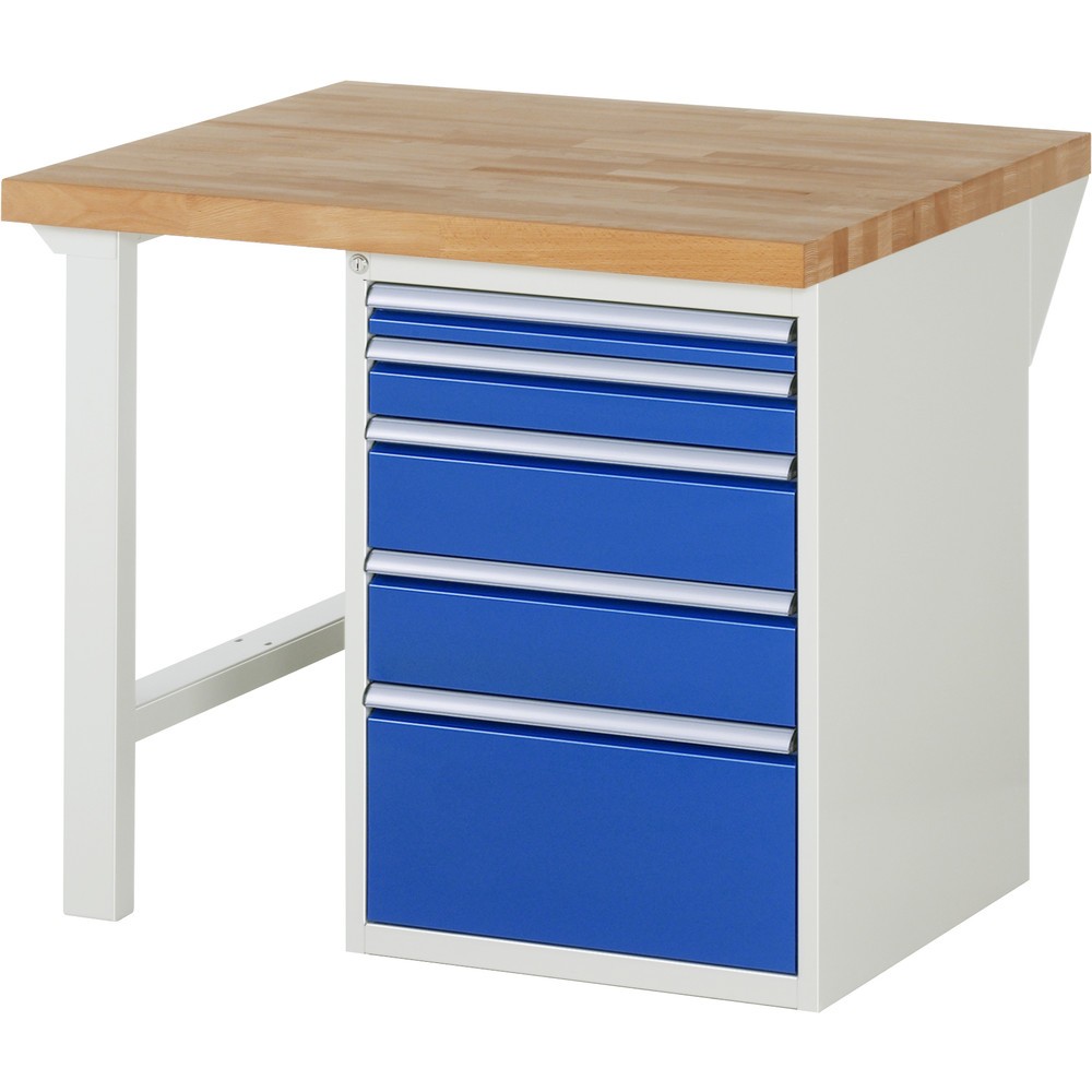 Immagine del prodotto n. 1: RAU Banco da lavoro Serie 7000, HxLxP 890 x 1.000 x 900 mm, 1 contenitore nella base a destra, con 5 cassetti