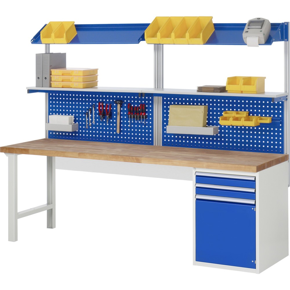 Immagine del prodotto n. 6: Banco da lavoro RAU serie 7000, 2 contenitori, AxLxP 890 x 2.500 x 700 mm, 2 cassetti 2 x 180 mm, 1 ripiano, 2 ante battenti