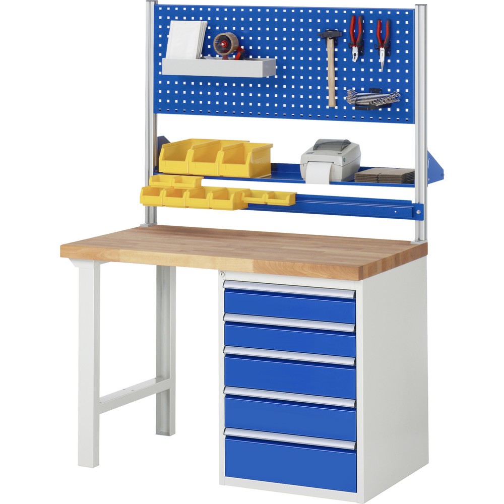 Immagine del prodotto n. 7: Banco da lavoro RAU serie 7000, 1 contenitore, AxLxP 890 x 1.250 x 700 mm, 7 cassetti estraibili al 90%, portata cassetti 100 kg