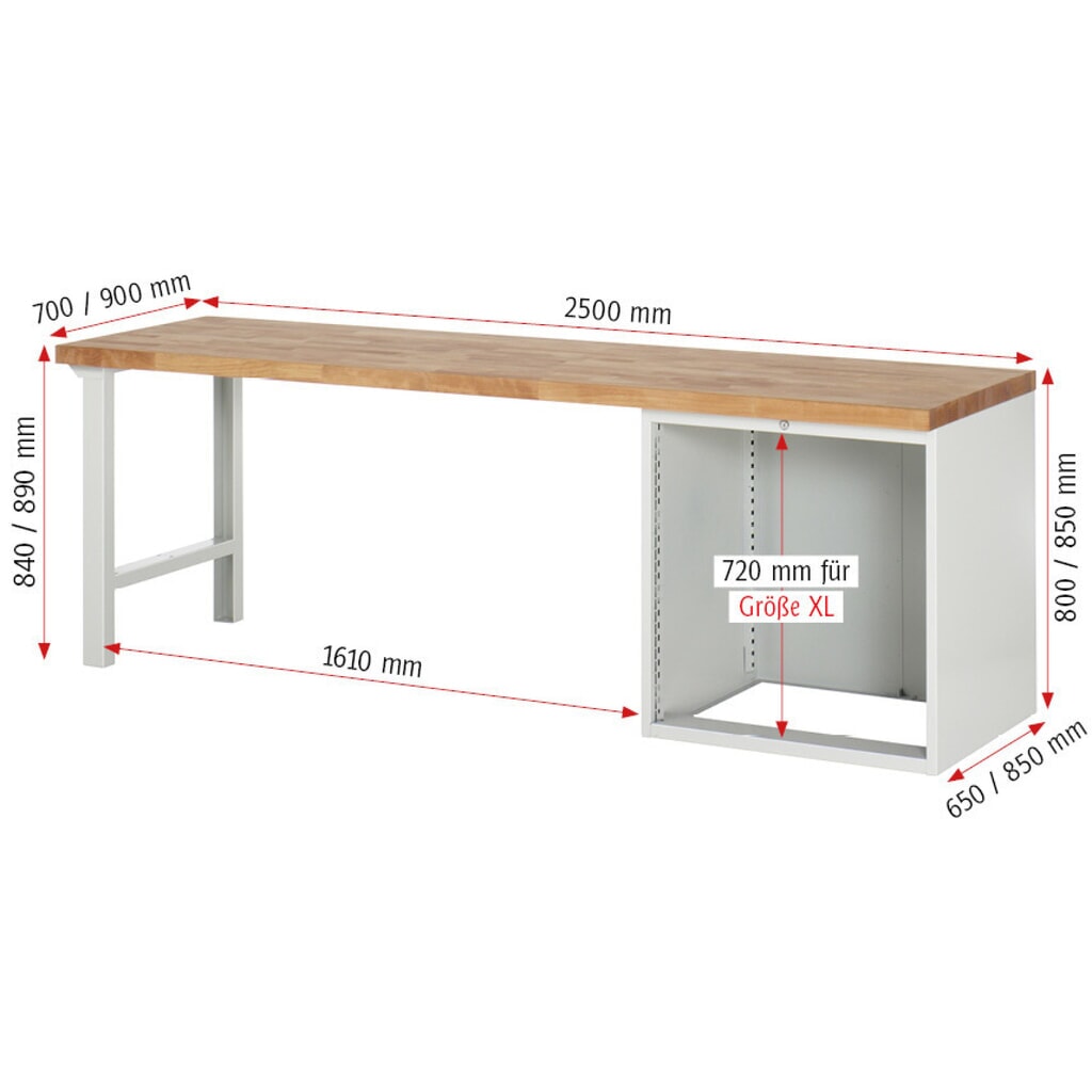 Banco da lavoro RAU serie 7000, 1 contenitore, AxLxP 840 x 2.500 x 900 mm, 5 cassetti estraibili al 90% 1 x 60, 1 x 90, 2 x 150, 1 x 270 mm, portata cassetti 100 kg Immagine del prodotto n. 6: Banco da lavoro RAU serie 7000, 1 contenitore, AxLxP 840 x 2.500 x 900 mm, 5 cassetti estraibili al 90% 1 x 60, 1 x 90, 2 x 150, 1 x 270 mm, portata cassetti 100 kg