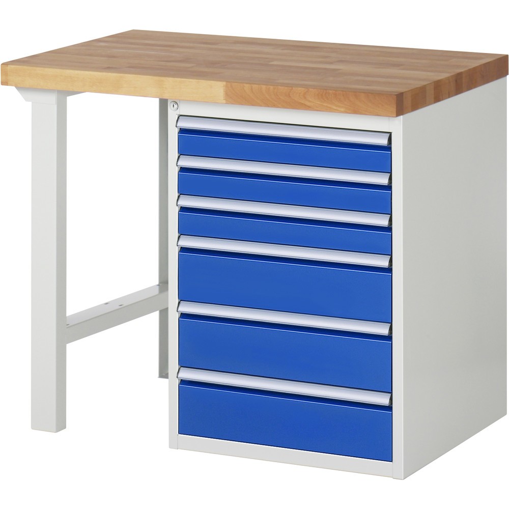 Immagine del prodotto n. 1: RAU Banco da lavoro Serie 7000, HxLxP 890 x 1.000 x 700 mm, 1 contenitore nella base a destra, con 6 cassetti