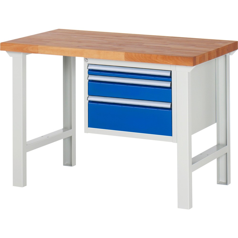 Immagine del prodotto n. 1: Banco da lavoro RAU serie 7000, 1 contenitore, AxLxP 840 x 1.250 x 700 mm, 3 cassetti estraibili al 90% 1 x 60, 1 x 120, 1 x 180 mm, portata cassetti 100 kg