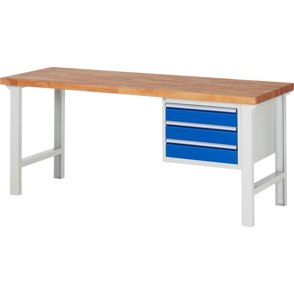 Immagine del prodotto n. 1: Banco da lavoro RAU serie 7000, 1 contenitore, AxLxP 840 x 2.000 x 700 mm, 3 cassetti estraibili al 100% 3 x 120 mm, portata cassetti 100 kg