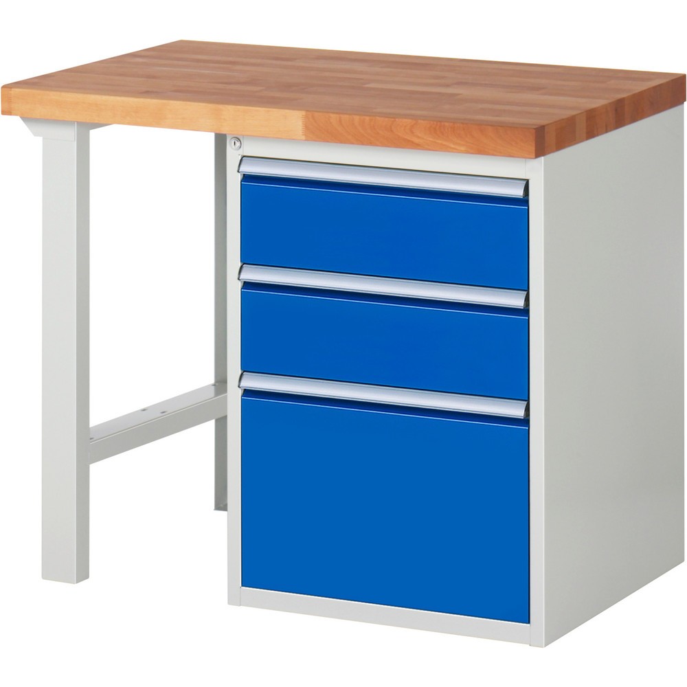 Immagine del prodotto n. 1: Banco da lavoro RAU serie 7000, 1 contenitore, AxLxP 890 x 1.000 x 700 mm, 3 cassetti estraibili al 90% 2 x 180, 1 x 360 mm, portata cassetti 100 kg