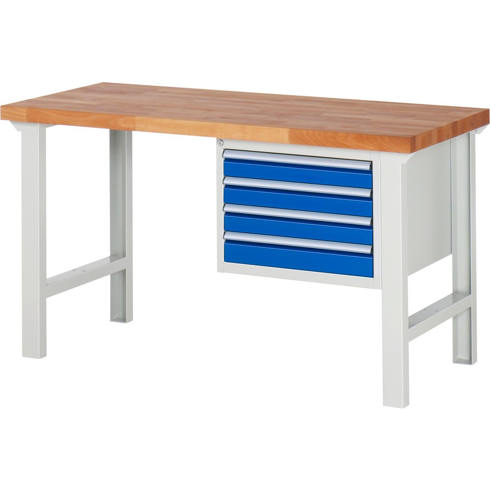 Immagine del prodotto n. 1: Banco da lavoro RAU serie 7000, 1 contenitore, AxLxP 840 x 1.500 x 700 mm, 4 cassetti estraibili al 90% 4 x 90 mm, portata cassetti 100 kg