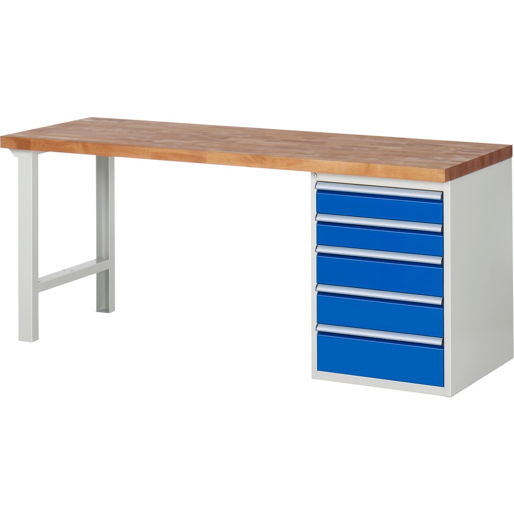 Immagine del prodotto: Banco da lavoro RAU serie 7000, 1 contenitore, AxLxP 890 x 2.000 x 700 mm, 5 cassetti estraibili al 90% 2 x 120, 2 x 150, 1 x 180 mm, portata cassetti 100 kg