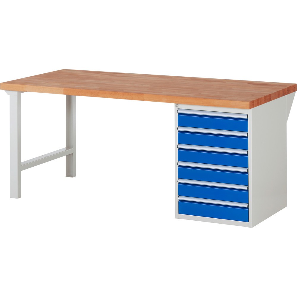 Immagine del prodotto n. 1: Banco da lavoro RAU serie 7000, 1 contenitore, AxLxP 890 x 2.000 x 900 mm, 6 cassetti estraibili al 90% 6 x 120 mm, portata cassetti 100 kg