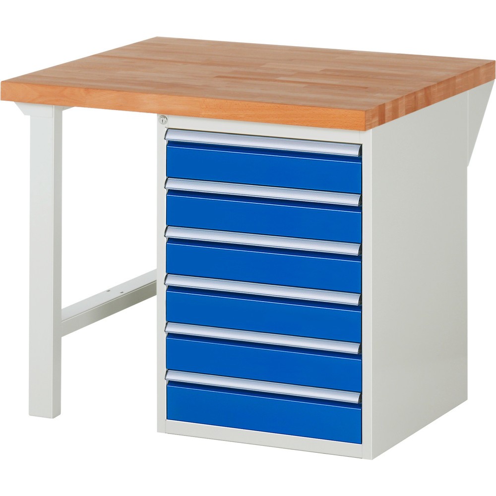 Immagine del prodotto n. 1: Banco da lavoro RAU serie 7000, 1 contenitore, AxLxP 890 x 1.000 x 900 mm, 6 cassetti estraibili al 90% 6 x 120 mm, portata cassetti 100 kg